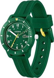 Lacoste Mini Tennis Kids 3H Quartz Watch – 34.5mm Green TR90 Case, Silicone Strap, Water Resistant 50M, Easy-to-Read Sporty Timepiece