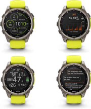 Garmin fēnix 8 – 47mm Solar Sapphire Multisport GPS Smartwatch (Titanium with Amp Yellow Silicone Band) – Pro Bundle, 48-Day Battery Life