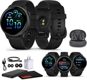 Garmin Vivoactive® 6 Smartwatch – Slate with Black Silicone Band, AMOLED Display, 11-Day Battery, GPS, 80+ Sports Apps, Fitness & Activity Tracking Bundle