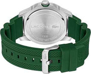 Lacoste Regatta Men’s Quartz Watch – 46mm Stainless Steel Case, Green Dial, Silicone Strap, Sporty Water-Resistant Design