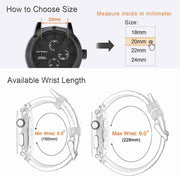WOCCI 24mm Striped Silicone Watch Band, Replacement Strap with Brushed Silver Buckle (Blue)