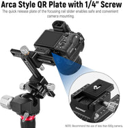 NEEWER 4-Way Macro Focusing Rail Slider with Quick Release Plate, 1/4”-20 Thread for Macro Photography and Close-Up Shooting, Compatible with Canon Nikon Fujifilm Sony DSLR Mirrorless Camera