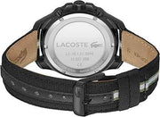 Lacoste Toronga Men’s Multifunction Watch – 44mm Stainless Steel Case, Nylon Strap, Dual Time Display