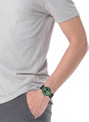 Lacoste Boston Men’s 3H Quartz Watch – Stainless Steel & Green Aluminum Bezel, Black Strap, 50M Water Resistant – 39mm Classic Sporty Timepiece