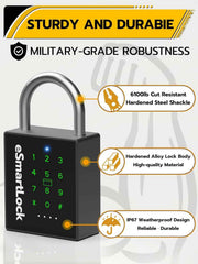 Heavy Duty Smart Padlock, Gate Lock Padlock with Key Code and RFID, Outdoor Weatherproof Biometric Digital Lock for Gate, Sheds, Fence, Garage, Locker, Storage Unit