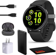 Garmin Vivoactive® 5 Fitness Smartwatch – Slate Aluminum Bezel, Black Silicone Band, 1.2” AMOLED Touchscreen, 11-Day Battery, GPS & Health Tracking Bundle