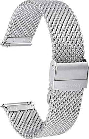 BERNY Stainless Steel Mesh Watch Band for Mens Women Quick Release Adjustable Milanese Watch Straps Thick Heavy Duty Metal Bracelet with Safty Clasp Black Silver 18mm 20mm 22mm 24mm