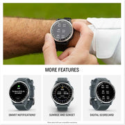 Garmin Approach S44 Essential Golf Watch – GPS Smartwatch with AMOLED Display, Sports & Fitness Tracking, Silver Aluminum Bezel with Twilight Silicone Band & Wireless Air Buds