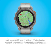 Garmin fēnix 7 Pro Sapphire Solar – 47mm Multisport GPS Smartwatch with Solar Charging & Built-in Flashlight (Fog Gray/Ember Orange)