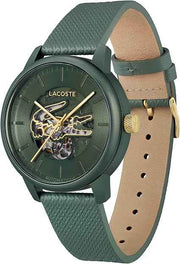 Lacoste.12.12 Men’s Automatic Watch – 44mm Green Aluminum Case, Sporty Leather Strap, Water Resistant 50M, Self-Winding Premium Timepiece