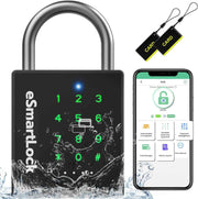 Heavy Duty Smart Padlock, Gate Lock Padlock with Key Code and RFID, Outdoor Weatherproof Biometric Digital Lock for Gate, Sheds, Fence, Garage, Locker, Storage Unit