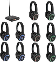 Retekess TA003 Silent Disco Headphone System, Hi-Fi Stereo Sound, 300m Range, 3 Channels Silent Party Headphones, Silent Party Headphones Bundle for Party, Home Movie and Fitness (10 Pack)