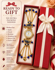 Kashmiri Bracelet Watch for Women Stylish | Blue Swan Pearl Strap Analog Watch