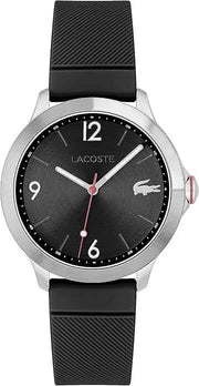 Lacoste Moonball Women’s Sports-Inspired Quartz Watch – 36mm Stainless Steel Case, Silicone Strap