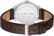 Lacoste Lisbon Men’s 3H Quartz Watch – Stainless Steel Case, Navy Dial & Brown Leather Strap – Classic & Modern 42mm Timepiece