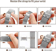 BERNY Stainless Steel Mesh Watch Band for Mens Women Quick Release Adjustable Milanese Watch Straps Thick Heavy Duty Metal Bracelet with Safty Clasp Black Silver 18mm 20mm 22mm 24mm