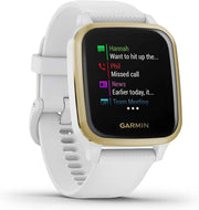 Garmin Venu Sq GPS Smartwatch – Bright Touchscreen, Up to 6 Days Battery Life, Light Gold & White