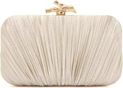 Freie Liebe Pleated Clutch Purse – Elegant Evening Bag with Chain for Weddings & Parties