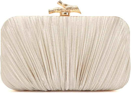 Freie Liebe Pleated Clutch Purse – Elegant Evening Bag with Chain for Weddings & Parties
