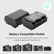 SmallRig Replacement Camera Battery Charger Set for NP-FZ100 A7 V, A7 IV, A7R V, A7S III, Double Slot Battery Charger for Sony A7R IV, A7R III, A7 III, A7C, FX3, FX30, A6600, A6700, ZV-E1, A1, A9