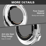 VILTROX E-Z Auto Focus Lens Mount Adapter Ring, for Sony E-Mount to Nikon Z-Mount Camera, Black