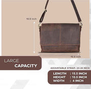 Leather Messenger Bag for Men and Women