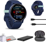 Garmin Vivoactive 5 GPS Smartwatch – Health & Fitness Tracker, Metallic Navy Bezel with Silicone Band, 1.2” AMOLED Touchscreen, 11-Day Battery (Bundle)