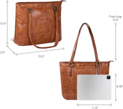 Genuine Leather Tote Bag for Women | Premium Shoulder Handbag with Zipper | Spacious Office, Travel & Everyday Purse