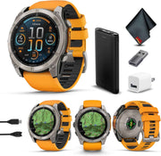 Garmin fēnix 8 Sapphire – 51mm AMOLED Multisport GPS Smartwatch with LED Flashlight & Advanced Health Tracking (Titanium / Spark Orange–Graphite Band)