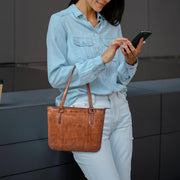 Genuine Leather Tote Bag for Women | Premium Shoulder Handbag with Zipper | Spacious Office, Travel & Everyday Purse