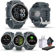 Garmin Approach S44 Essential Golf Watch – Silver Aluminum Bezel, Twilight Silicone Band, 1.2” AMOLED Display, GPS & Fitness Smartwatch Bundle