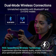 ASUS ROG Cetra True Wireless SpeedNova Gaming Earbuds – Dual-Mode (BT, 2.4GHz), Dirac Opteo, Bone-Conduction AI Mic, Adaptive ANC, 46Hr Battery, for PC, PS5, PS4, Switch, Mobile, ROG Ally/X - White