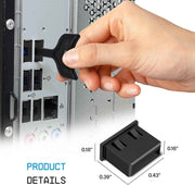 (10-Pack) USB-A Port Blockers - Key Lock USB Security to Help Prevent Data Theft - Removable Type-A Data Protection - Dust & Moisture Resistant Shield | Black