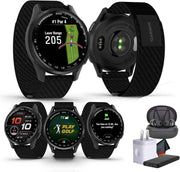 Garmin Approach S50 Advanced Golf Watch – Slate Aluminum Bezel, Black ComfortFit Nylon Band, AMOLED Display, GPS & Fitness Smartwatch Bundle
