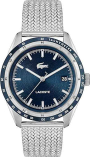 Lacoste Men’s Everett Mesh Watch – Stainless Steel Case & Bracelet, Blue Dial, Quartz Movement, Date Function, Durable Mineral Crystal