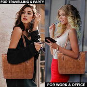 Genuine Leather Tote Bag for Women | Premium Shoulder Handbag with Zipper | Spacious Office, Travel & Everyday Purse