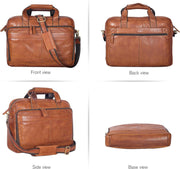Leather Messenger Bag for Men and Women - Laptop Briefcase Bag For College, Office, Adjustable Shoulder Strap