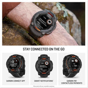 Garmin Instinct® 3 Solar Rugged Outdoor GPS Smartwatch – 45mm Black, Solar Charging, Metal-Reinforced Bezel, Built-in Flashlight
