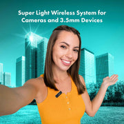 Movo Wireless Mini Camera Microphone for Video Recording- 2.4Ghz Wireless Transmitter with Clip on Lavalier Microphone for DSLR, Mirrorless Camera- Compact Lapel Mic (164FT Range, 10-Hr Battery Life)