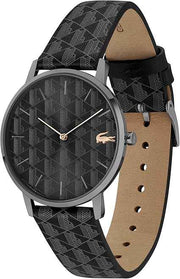 Lacoste Crocorigin Men’s Quartz Leather Watch – 2H Stainless Steel Case, Black Dial, 3 ATM Water Resistance, 41mm