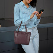 Genuine Leather Tote Bag for Women | Premium Shoulder Handbag with Zipper | Spacious Office, Travel & Everyday Purse