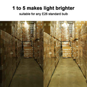 DiCUNO 5 in 1 E26 Light Socket Splitter Adapter, Standard Base LED Bulbs Converter, 360 Degrees Adjustable 180 Degree Bending, 5 Way Bulbs Socket Holder