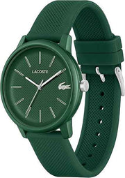 Lacoste 12.12 Move Men’s Quartz Watch – Matte Green Aluminium Case, Petit Piqué Textured Dial & Silicone Strap – 42mm Sporty Fashion Timepiece