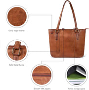 Genuine Leather Tote Bag for Women | Premium Shoulder Handbag with Zipper | Spacious Office, Travel & Everyday Purse