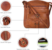 Leather Crossbody Bag For Women With Adjustable Sling Strap