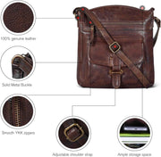 Leather Crossbody Bag For Men and Women With Adjustable Sling Strap