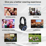 Retekess TA003 Silent Disco Headphone System, Hi-Fi Stereo Sound, 300m Range, 3 Channels Silent Party Headphones, Silent Party Headphones Bundle for Party, Home Movie and Fitness (10 Pack)