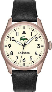 Lacoste Adventurer Men’s Quartz Watch – 44mm Aviator-Inspired Stainless Steel Case, Leather Strap, Mineral Crystal, Vintage Pilot Design