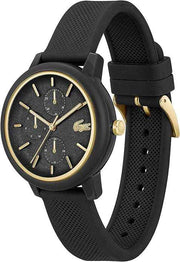Lacoste 12.12 Women’s Multifunction Quartz Watch – Black TR90 Case, Silicone Strap, Mineral Crystal, 3 Subdials, 3 ATM Water Resistant, 38mm