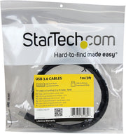 StarTech.com 1m 3 ft Certified SuperSpeed USB 3.0 A to B Cable Cord - USB 3 Cable - 1x USB 3.0 A (M), 1x USB 3.0 B (M) - 1 meter, Black (USB3CAB1M)